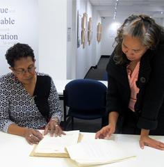 Phyllis Williams and Jo Wood in the NT research centre.