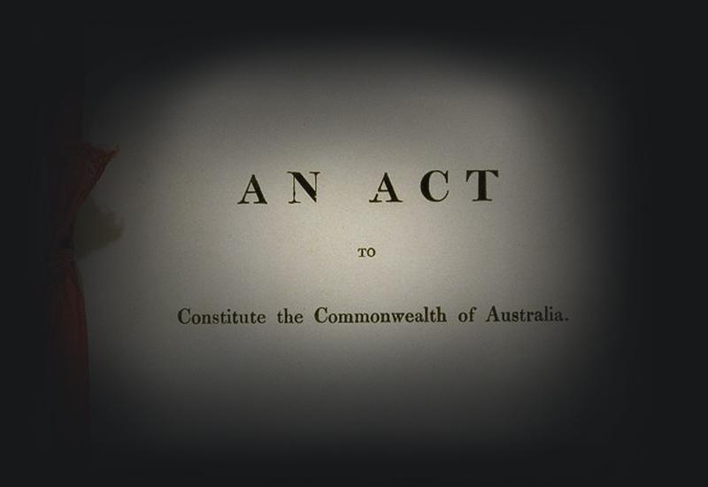 An Act to Constitute the Commonwealth of Australia 9 July 1900, bound with a red ribbon.