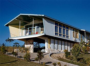 A modern house on stilts in Darwin before the cyclone.