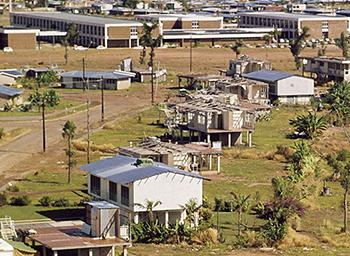 Houses in various states of repair.