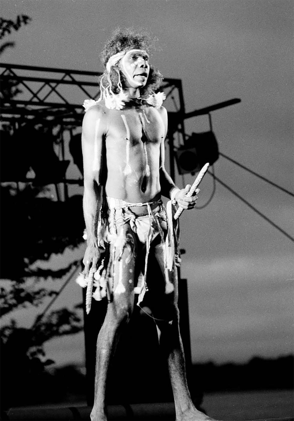 Yolngu actor and dancer David Gulpilil performs on Australia Day.