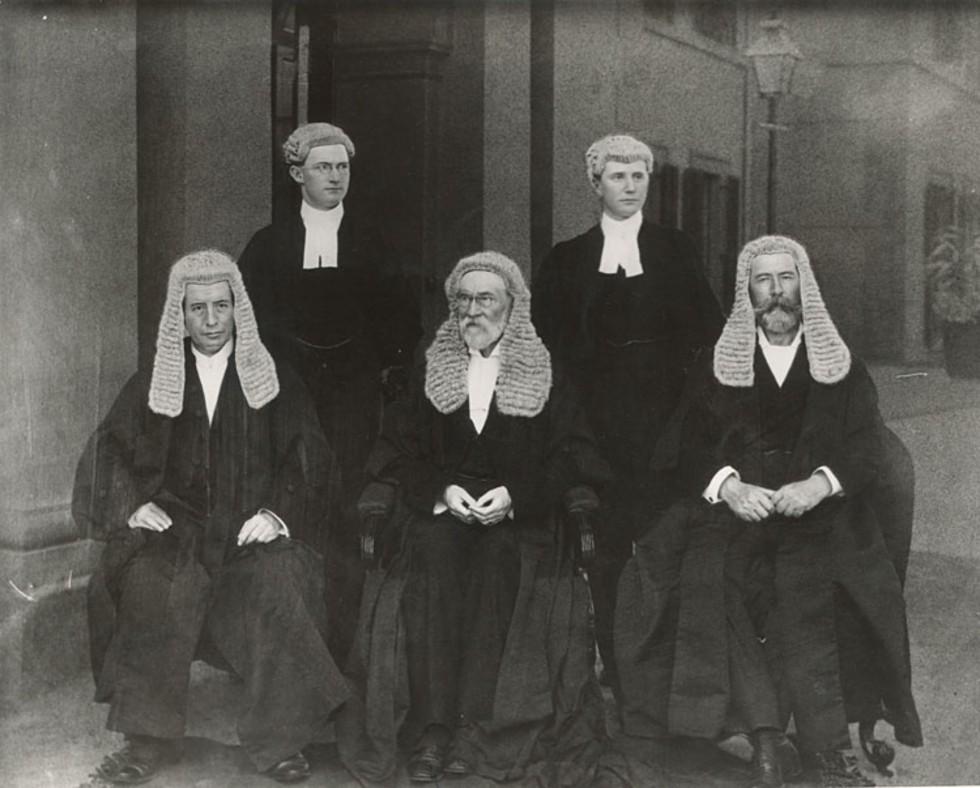 Justices of the first High Court, Edmund Barton, Samuel Griffith, and Richard O'Connor.