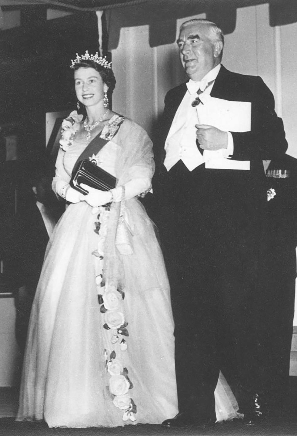 Queen Elizabeth II and Prime Minister Robert Menzies.