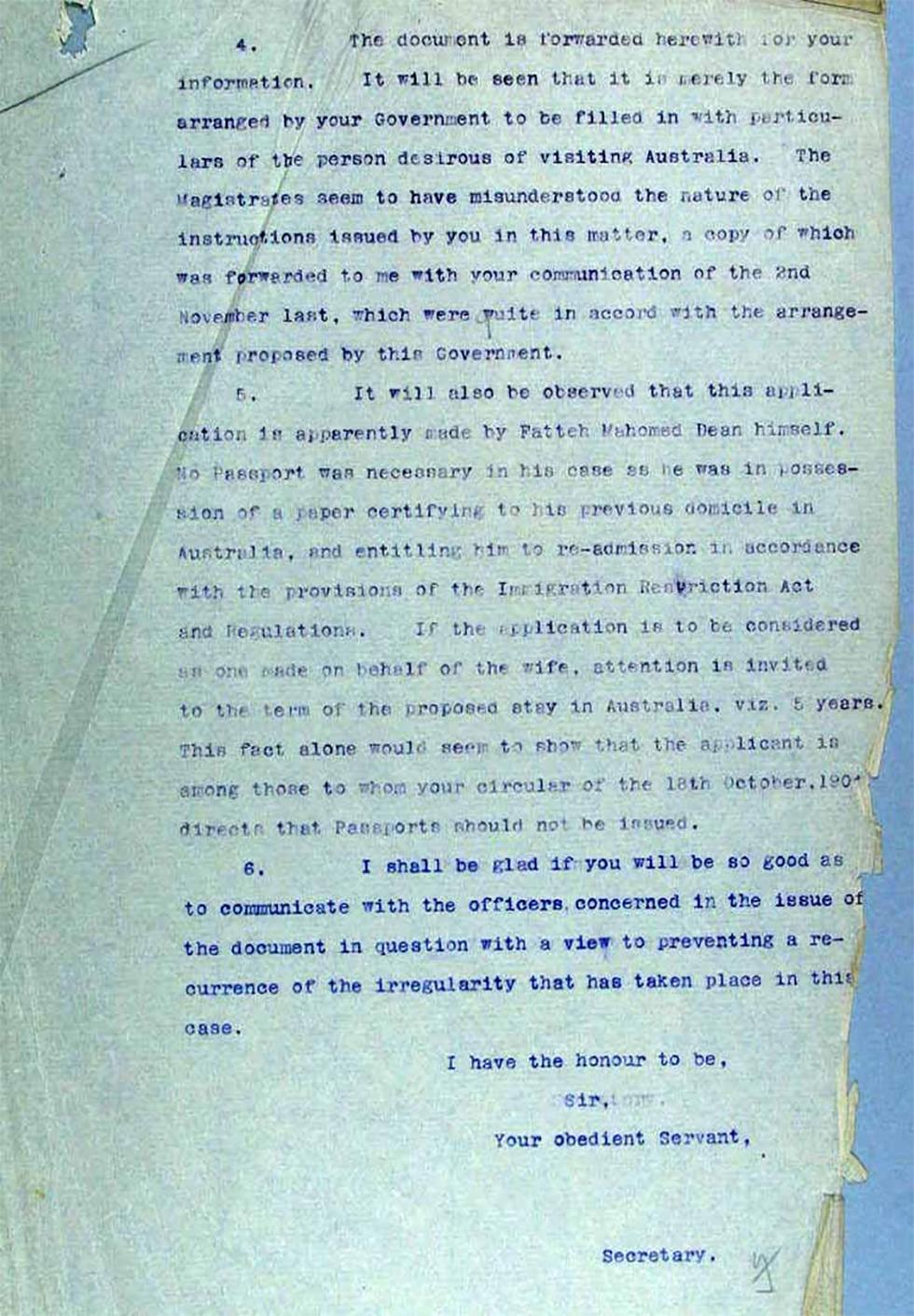 Copy of a letter to the Secretary of the Government of India - page 2.