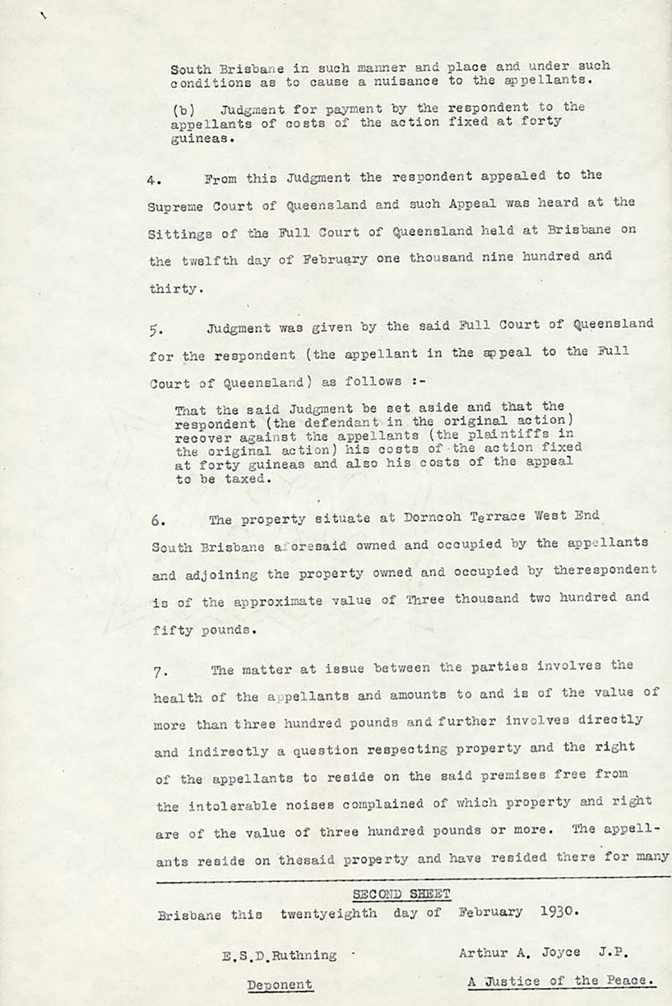 Appeal to the High Court in relation to chicken keeping in Brisbane page 2.