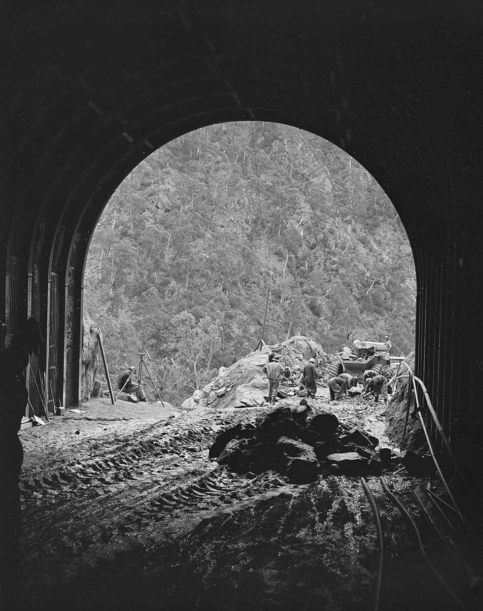 Snowy Mountains scheme workers in a tunnel