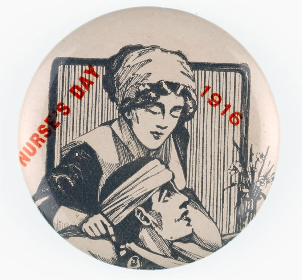 A badge representing International Nurses Day, celebrated every year on 12 May, the anniversary of Florence Nightingale's birth.