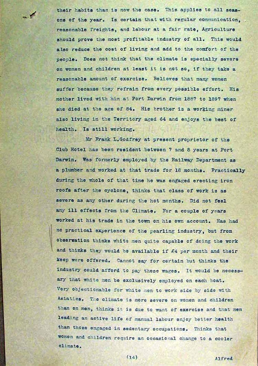 Operation of the Immigration Restriction Act in the Northern Territory, South Australia and Thursday Island - page 14.