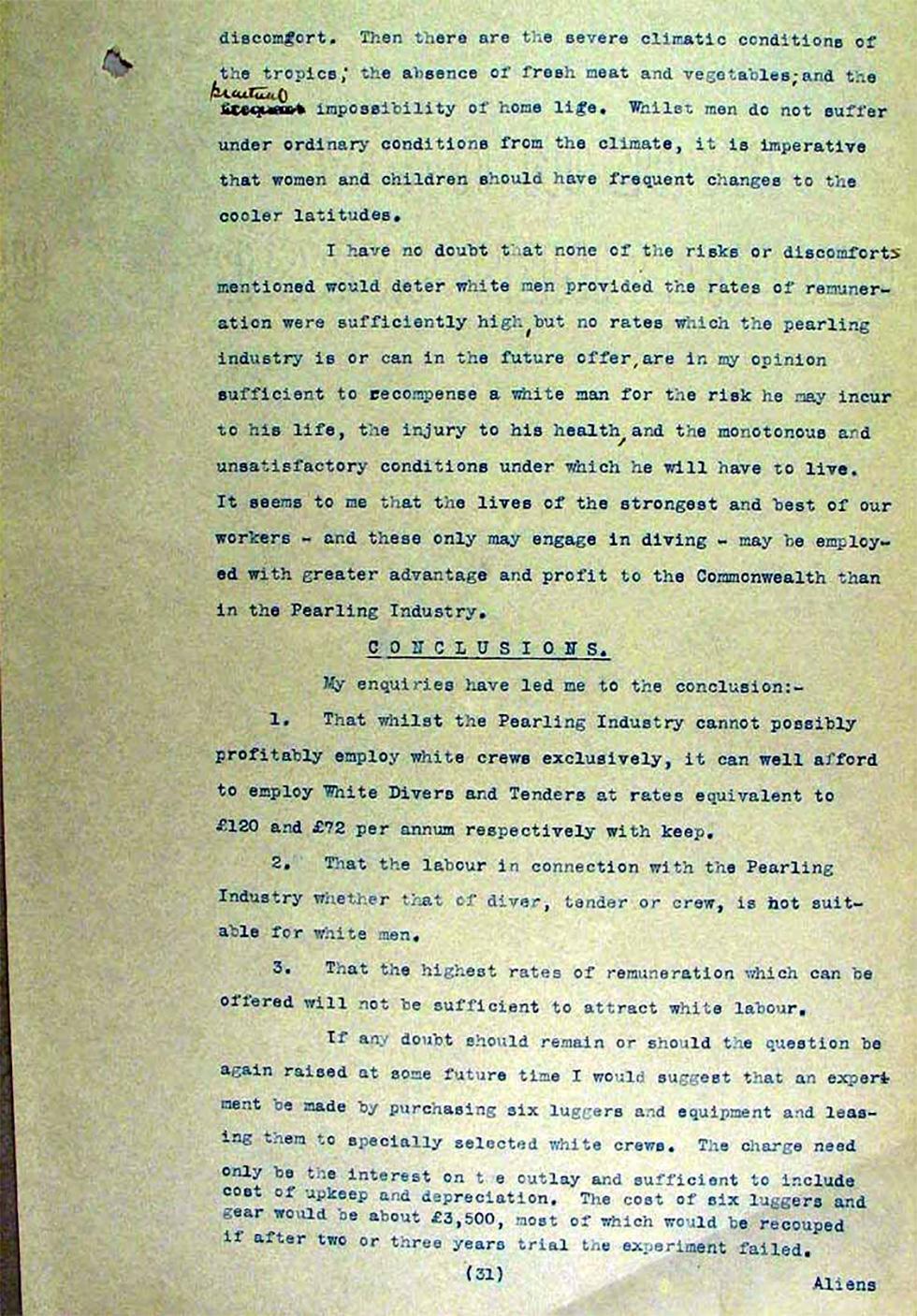 Operation of the Immigration Restriction Act in the Northern Territory, South Australia and Thursday Island - page 31.