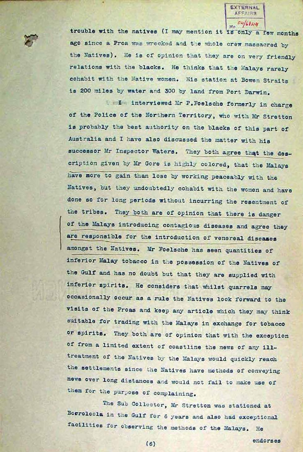 Operation of the Immigration Restriction Act in the Northern Territory, South Australia and Thursday Island - page 6.