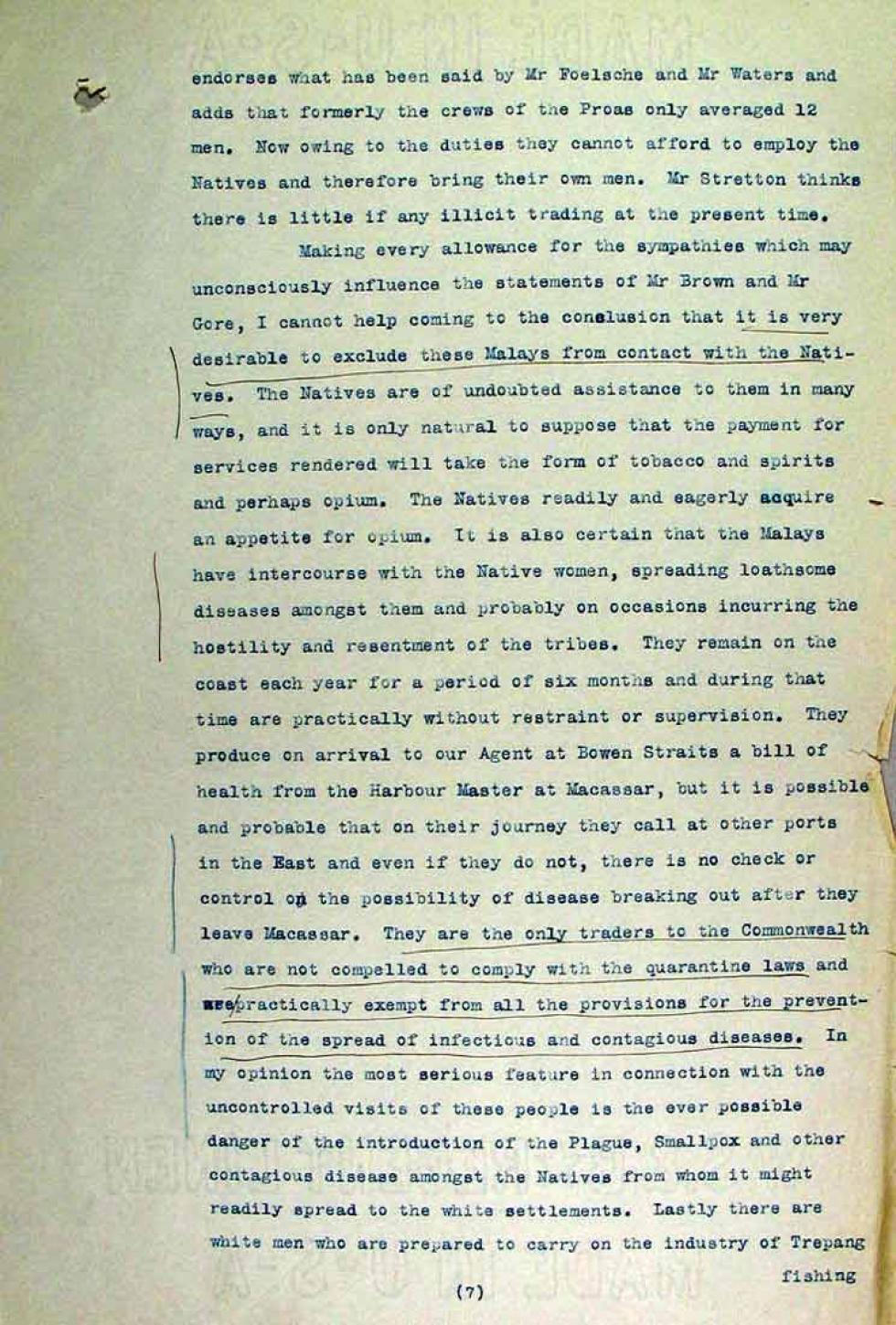 Operation of the Immigration Restriction Act in the Northern Territory, South Australia and Thursday Island - page 7.