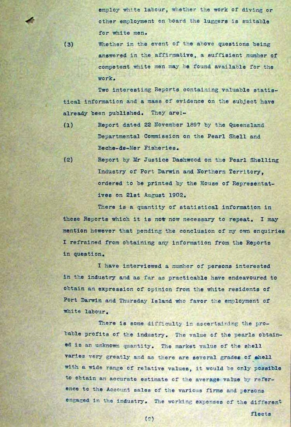 Operation of the Immigration Restriction Act in the Northern Territory, South Australia and Thursday Island - page 9.