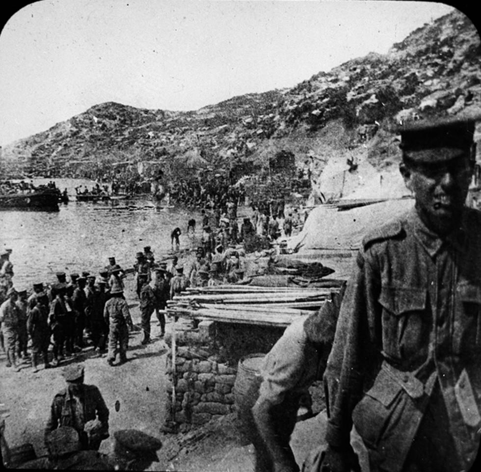 This is a photograph of Anzac Cove, Gallipoli during World War I.