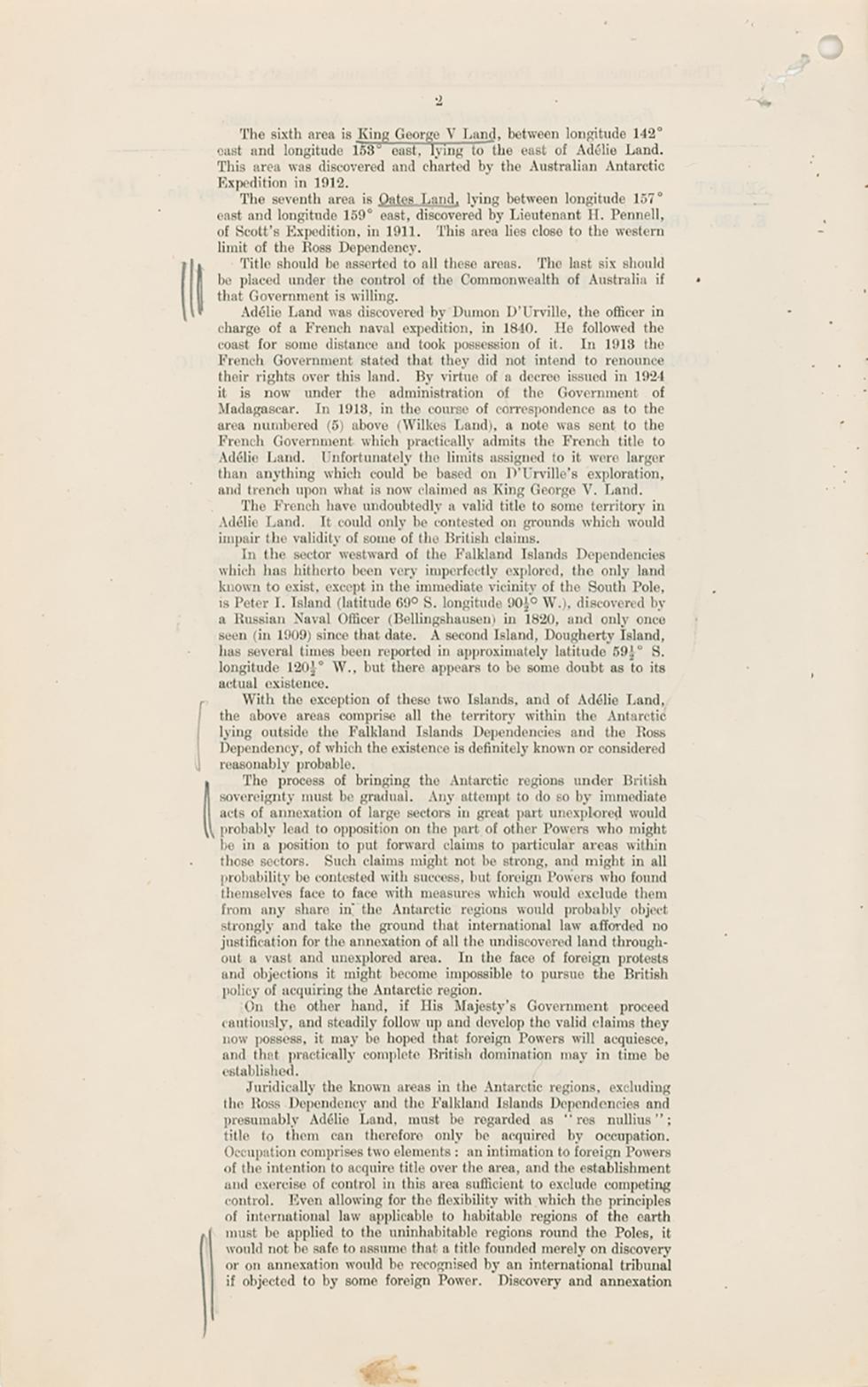 Report of the Committee on British Policy in the Antarctic to the Imperial Conference.