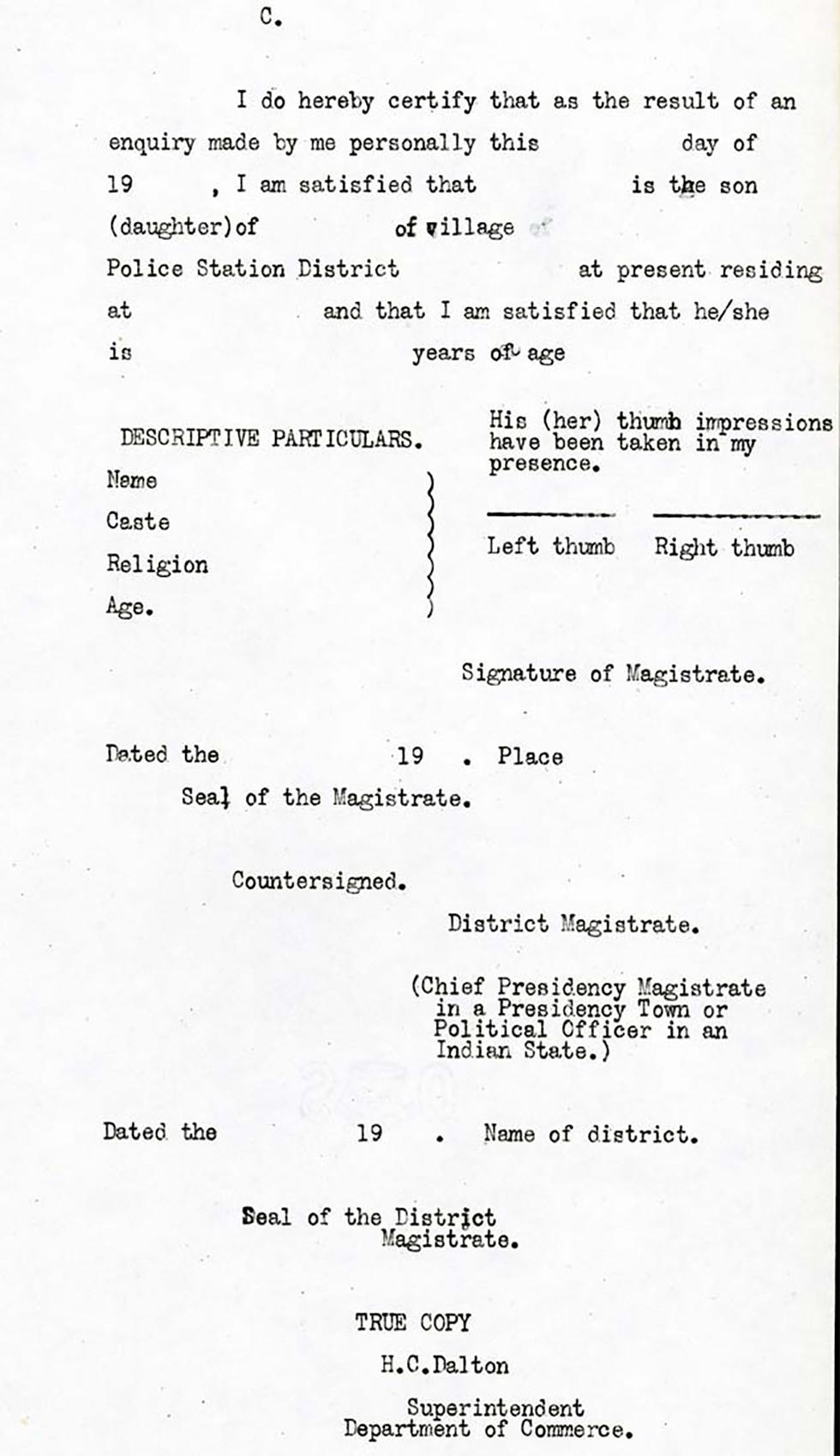 Form to certify marital status - page 2.