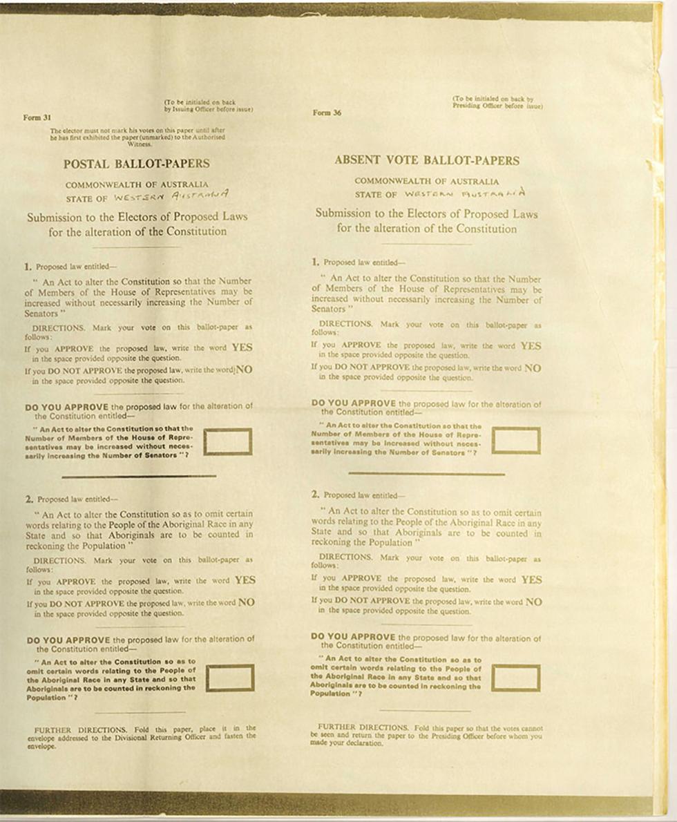 1967 Referendum – Western Australian Ballot Paper | Naa.gov.au