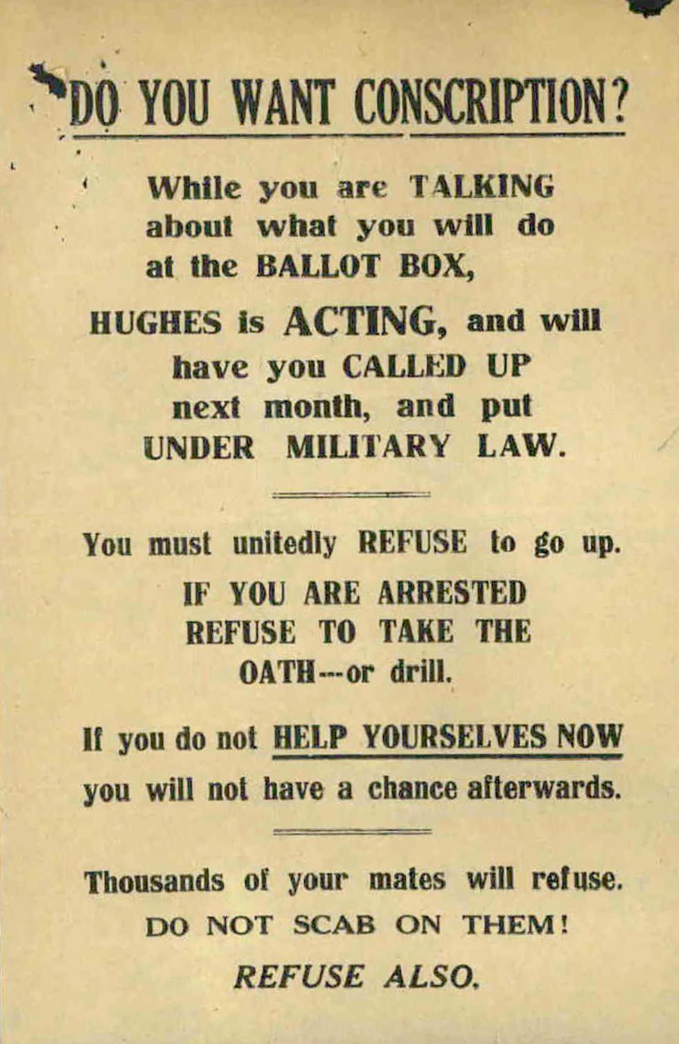 Anti-conscription leaflet | naa.gov.au