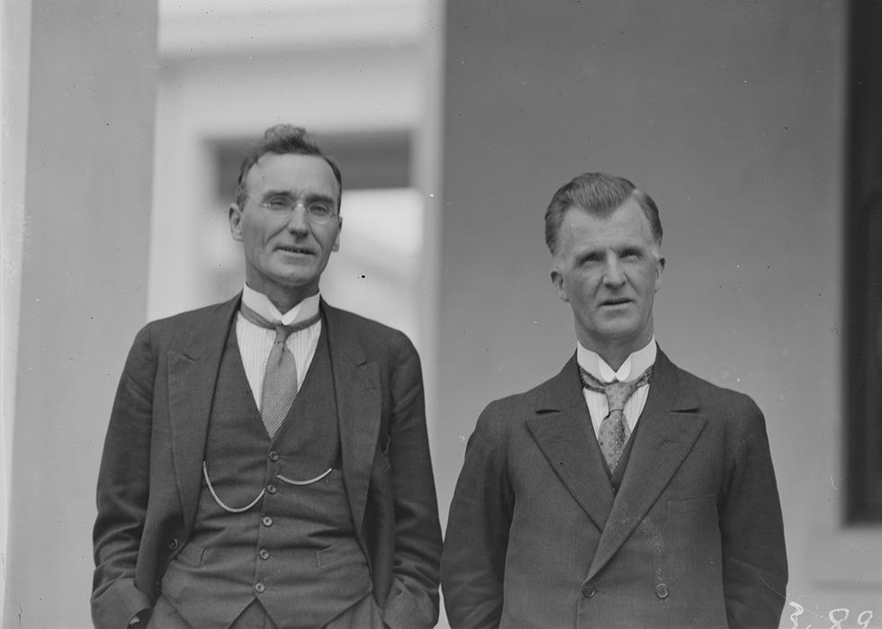 James Scullin, leader of the federal parliamentary party and his deputy, Arthur Blakeley.