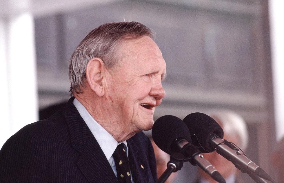 Sir John Gorton at the opening of Old Parliament House Museum, 1993.