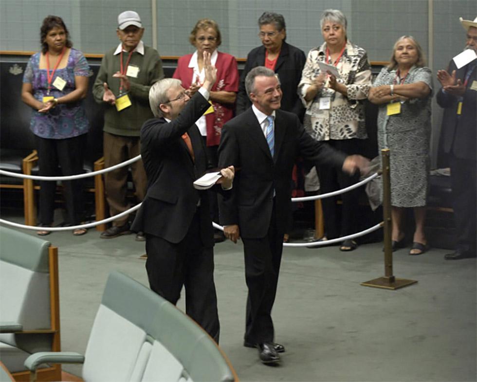 Kevin Rudd and Opposition leader Brendan Nelson in the House of Representatives.