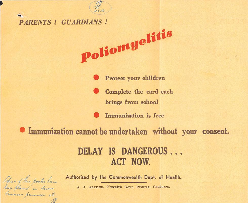 Poliomyelitis poster: Protect your children.