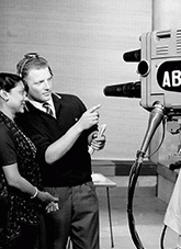 Indian woman receives television training. Miss Jyotikana Ray, from Calcutta, who recently graduated from the National Art School in Sydney, is now attached to the ABC television station in Sydney, for training in television production.