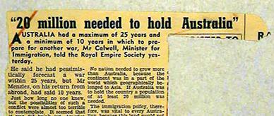 Newspaper article promoting immigration for national security.