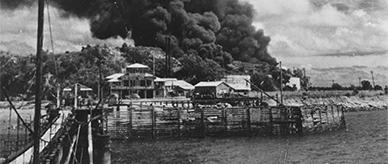 Damage from a bomb attack in Darwin, World War II.