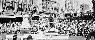 A Dutch migrant float during a royal visit in Melbourne.