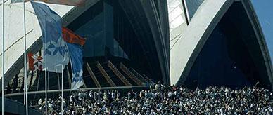 Crowds at the opening of Sydney Opera House.