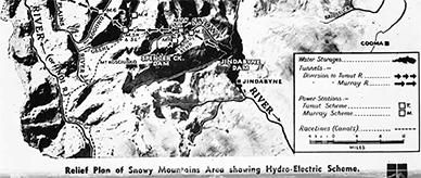 Snowy Mountains Scheme relief map.