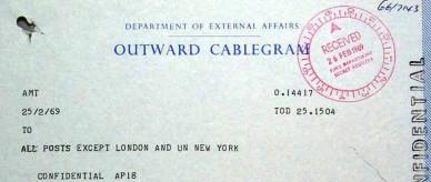 Cablegram to all consular posts except London and UN New York