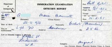 Report on a Mauritian mother and children arriving in Perth