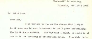 Letter to Earle Page