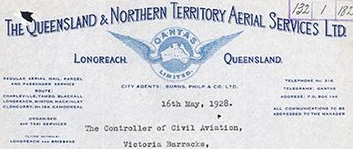 Letter to the controller of Civil Aviation, Victoria Barracks, regarding the first flying doctor trip.