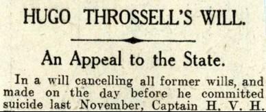 Hugo Throssell's will and suicide note.