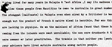 Note opposing immigration from Mauritius.