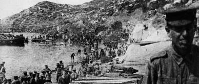 This is a photograph of Anzac Cove, Gallipoli during World War I.