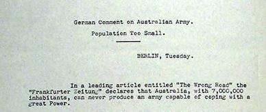 An extract from newspaper articles on the Australian army. 