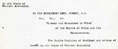 Copy of a petition to Lord Curzon, Viceroy and Commander in Chief of the Empire of India and its Dependencies.