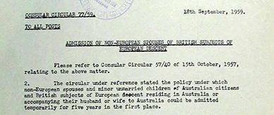 Consular circular regarding the removal of restrictions for non-European spouses.