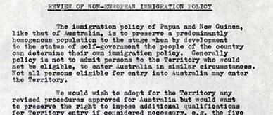 Copy of a review of non-European immigration policy.