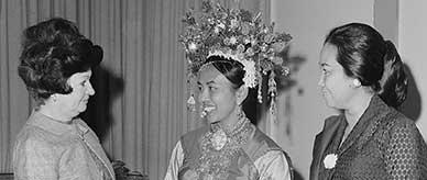 Photograph of (left to right) Mrs Happ, Mrs A Djaloeis, wife of the Indonesian Ambassador