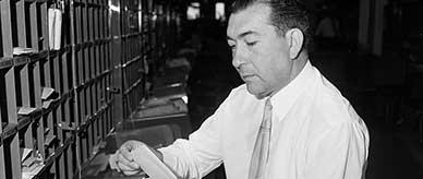 Migrant postal worker from Turkey, sorting mail in Sydney.