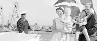 Adriana Zevenbergen and her family on the deck of a ship. 