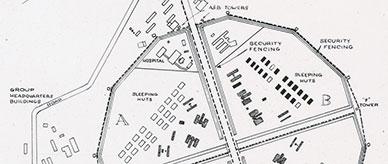 Rough plan drawing of Cowra group buildings and camp.