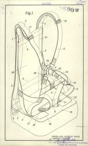 Patent application drawing of an improved parachute harness