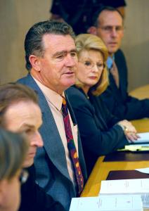 Senators Joe Ludwig, Jim McKiernan, Helen Coonan and Bob Brown seated at a table