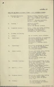 A list of ‘domestic science’ subjects to be taught to women after the war, 1943. NAA: MP463/1, W2