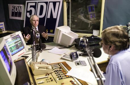 John Howard and Jeremy Cordeaux in the Radio 5DN broadcast studio.